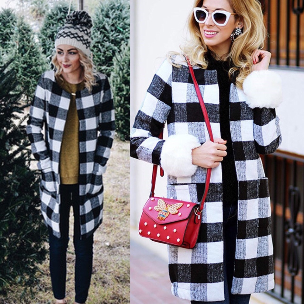 🆕checkered coat w/pockets - Picture 1 of 8